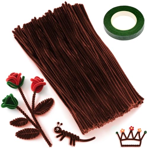 XRXYMQ 200 Stück Pfeifenreiniger Braum Pfeifenputzer 30 Cm Pipe Cleaner Dekorationen Chenilledraht Für Anderen Formen Dekorieren Handwerk Pipe Cleaner Flower Set Für Kreative DIY Handwerksprojekte von XRXYMQ
