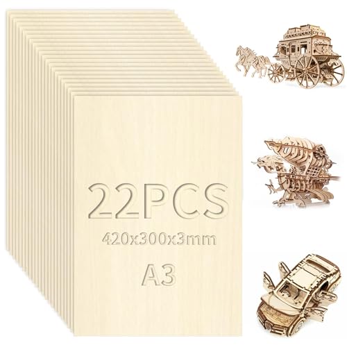 XRXYMQ 22 Stück Sperrholz 3 mm Holzplatten zum Basteln A3 Sperrholzplatte 420x300 mm Balsaholz Pappelsperrholz für Laserbearbeitung DIY Holzarbeiten Deko Geschenke Modellbau Gemälde XRXYMQ 22 Stück Sperrholz 3 mm Holzplatten zum Basteln A3 Sperrholzplatte 420x300 mm Balsaholz Pappelsperrholz für Laserbearbeitung DIY Holzarbeiten Deko Geschenke Modellbau Gemälde von XRXYMQ