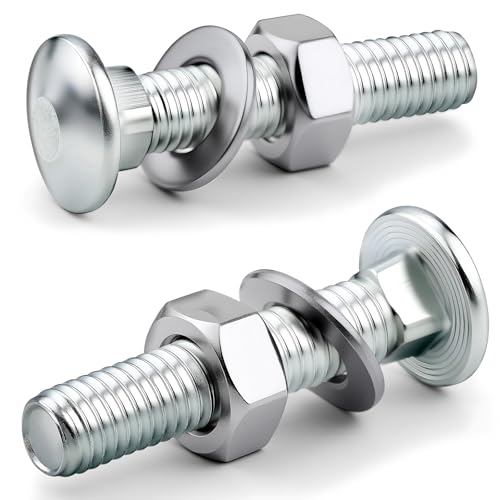 XRXYMQ 25 Stück Schlossschrauben M8x40 mm Schloßschrauben Torbandschrauben M8 Flachkopfschrauben mit Muttern DIN934 und Unterlegscheiben DIN125 für Möbel Dekoration Bauindustrie von XRXYMQ