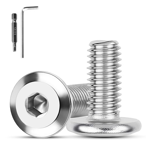 XRXYMQ 35 Stück M6 Schrauben M6 x 10 mm Flachkopfschrauben Edelstahl A2 V2A Linsenkopfschrauben Innensechskant Edelstahlschrauben für Haushaltsgeräte Bauwesen Industriemaschinen mit Hex Key von XRXYMQ