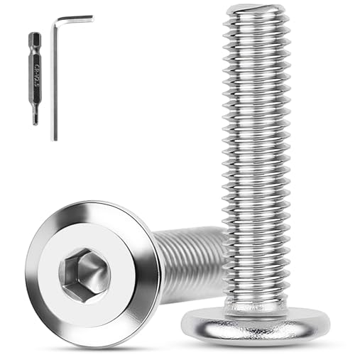 XRXYMQ 40 Stück M4 Schrauben M4 x 40 mm Flachkopfschrauben Edelstahl A2 V2A Linsenkopfschrauben Innensechskant Edelstahlschrauben für Haushaltsgeräte Bauwesen Industriemaschinen mit Hex Key von XRXYMQ