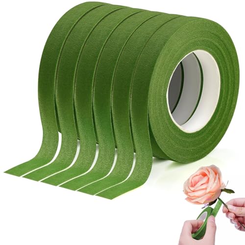 XRXYMQ 6 Stück Floristenband 162m Floristenkrepp Limonengrün Farben Floristentape 12mm Floral Tape Für Bouquet Selbstklebend Blumenband Für Blumenstrauß Stiel Verpacken Und DIY Kunsthandwerk (27m/Bänd von XRXYMQ