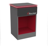 X Rocker Carbon-Tek Gaming Nachttisch mit LED-Beleuchtung & Wireless Charging Ladepad - grau/rot von X Rocker