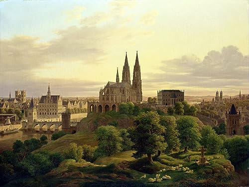 XSBPDPII Berühmt Wandkunst Bilderdruck Leinwand Wandkunst Bilder eine mittelalterliche Stadt in von Carl Georg Adolph Hasenpflug Leinwandbilder für Flurdekoration 60x90cm von XSBPDPII