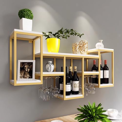 An der Wand montierte Weinregale, Weinglasregale, schwebendes Spirituosenregal im industriellen Stil, Weinregal mit Vintage-Flaschenhalter für Zuhause, Küche und Bar, Esszimmer, Keller, platzsparend An der Wand montierte Weinregale, Weinglasregale, schwebendes Spirituosenregal im industriellen Stil, Weinregal mit Vintage-Flaschenhalter für Zuhause, Küche und Bar, Esszimmer, Keller, platzsparend von XSDAJSD