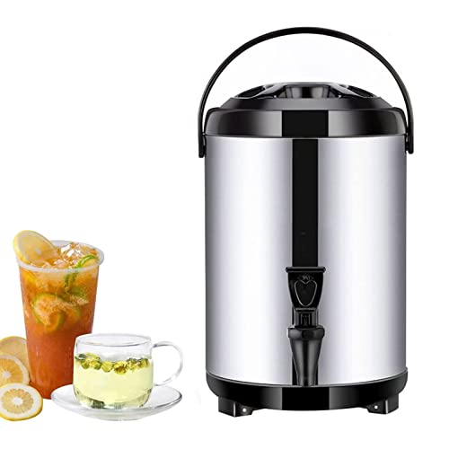 Boilerwärmer, Kaffeekanne, Edelstahl-Heißwasserkesselspender mit Abdeckung und Zapfhahn, Milchteeeimer, isoliertes Fass für heißes Wasser oder Getränke (schwarz, 10 l) von XSDAJSD