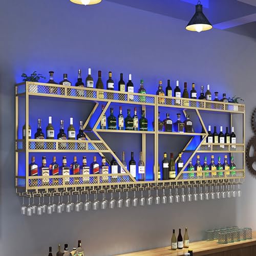 Hängendes Weinregal zur Wandmontage, Barregale zur Wandmontage, mit Weinglashalter, modernes Weinlagerregal zur Wandmontage, für die Dekoration von Küchenbars in Gold/Schwarz (Gold, 78,7 x 33,8 Zoll Hängendes Weinregal zur Wandmontage, Barregale zur Wandmontage, mit Weinglashalter, modernes Weinlagerregal zur Wandmontage, für die Dekoration von Küchenbars in Gold/Schwarz (Gold, 78,7 x 33,8 Zoll von XSDAJSD