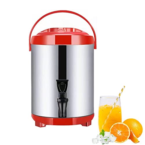 Heißwasserspender mit Wasserhahn, Edelstahl-Gastronomie-Urne, Thermostat-Wasserkessel 8 l/10 l/12 l, gewerblicher Kaffee-Urne-Isolierbehälter, isoliert für 10–12 Stunden, Rot, 8 l von XSDAJSD