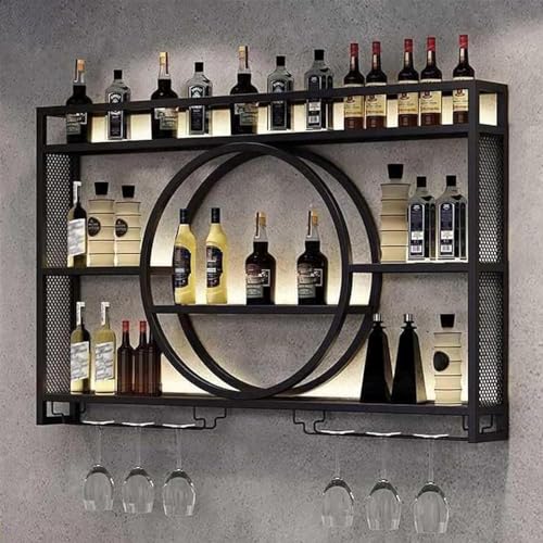 Weinflaschenständer Modernes, an der Wand montiertes Weinregal mit Glashalter, schwebende Barregale, multifunktionales Weinflaschenregal aus Eisen für die Aufbewahrung von Weinflaschen, für das Home Weinflaschenständer Modernes, an der Wand montiertes Weinregal mit Glashalter, schwebende Barregale, multifunktionales Weinflaschenregal aus Eisen für die Aufbewahrung von Weinflaschen, für das Home von XSDAJSD