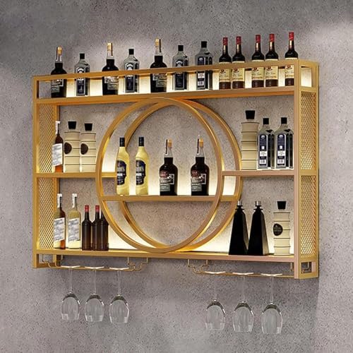 Weinflaschenständer Modernes, an der Wand montiertes Weinregal mit Glashalter, schwebende Barregale, multifunktionales Weinflaschenregal aus Eisen für die Aufbewahrung von Weinflaschen, für das Home von XSDAJSD