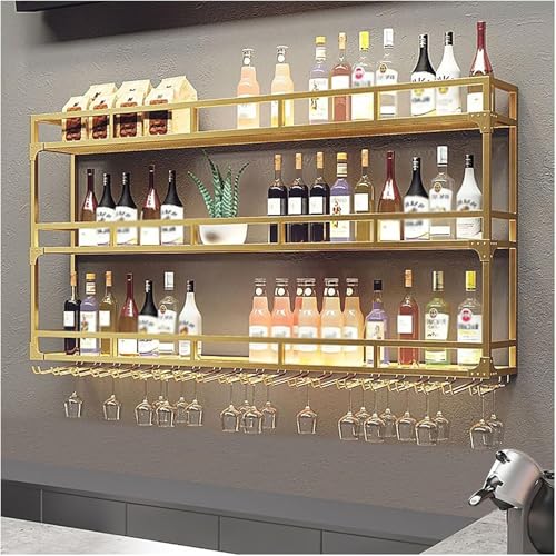 XSDAJSD Wandmontiertes Weinregal mit LED-Licht, 3-stufige Wandbarregale, schwebendes Barregal, Weinflaschen-Präsentationsregale für die Hausbarküche,Gold-100x90cm XSDAJSD Wandmontiertes Weinregal mit LED-Licht, 3-stufige Wandbarregale, schwebendes Barregal, Weinflaschen-Präsentationsregale für die Hausbarküche,Gold-100x90cm von XSDAJSD