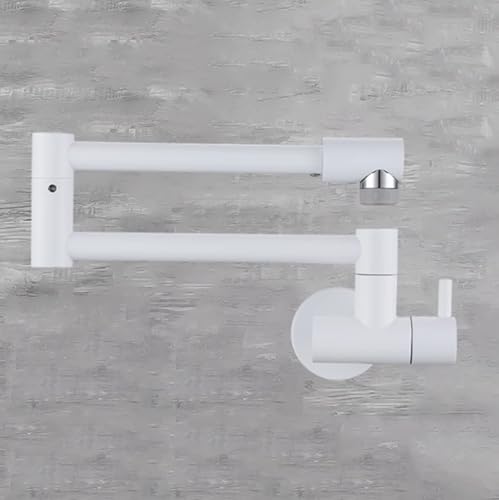 XSDSM Klappbare Wasserhahn für Die Küchenspüle Wasserhahn Wandmontage Schwenkbar Einloch Einloch-Griff,Weiß von XSDSM