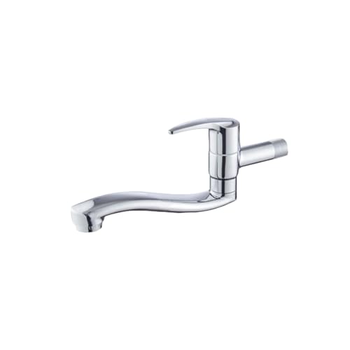 XSDSM Küchenarmatur Wandmontage Kaltwasser 360 ° Drehbarer Wasserhahn Waschbecken für Mop Pool Waschtisch Einhandgriff G1/2,Chrom,26 CM von XSDSM