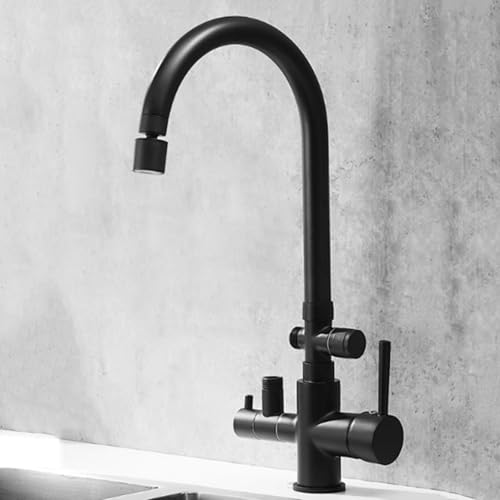 XSDSM Taps Geschirrspüler Küche Armaturen Spüle Heißes und Kaltes Wasser,Schwarz von XSDSM