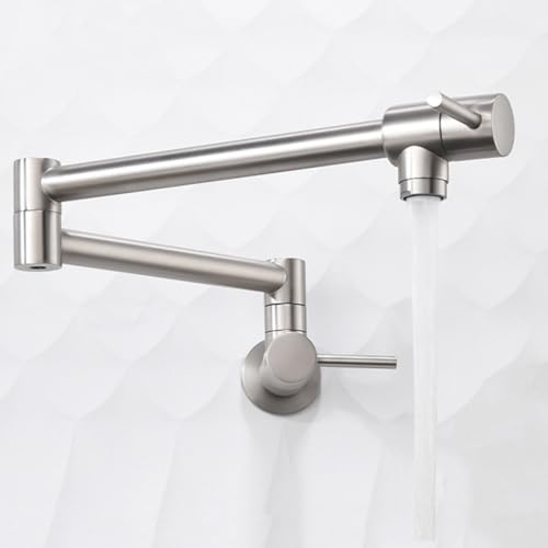 XSDSM Wandmontage Topffüller Wasserhahn Klappbare Wasserhahn für Die Küchenspüle für Kaltes Wassergebrauch,Gebürstete Farbe von XSDSM