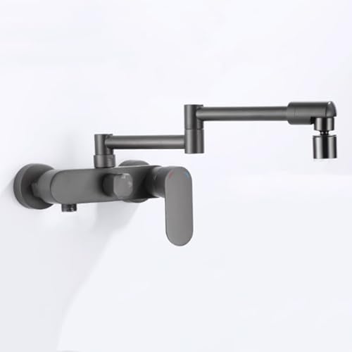XSDSM Wasserhahn Küche Wandmontage Messing Klappbare Wasserhahn für Die Küchenspüle Dualfunktion Faltbar,Gungrau von XSDSM