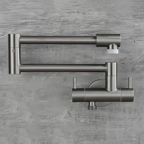 XSDSM Wasserhahn Küche Wandmontage Topffüller Spültischarmatur Küche Doppelgriff,Gungrau XSDSM Wasserhahn Küche Wandmontage Topffüller Spültischarmatur Küche Doppelgriff,Gungrau von XSDSM