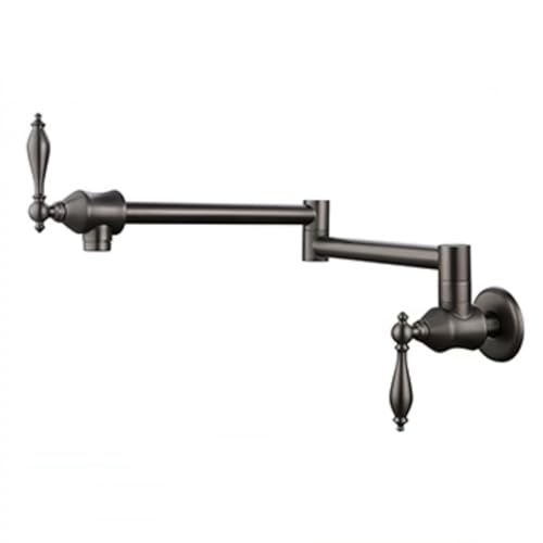 XSDSM Wasserhahn Küche Wandmontage Vintage Klappbare Wasserhahn für Die Küchenspüle Doppelschalter,Gungrau von XSDSM