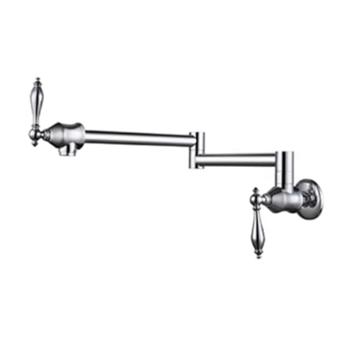 XSDSM Wasserhahn Küche Wandmontage Vintage Klappbare Wasserhahn für Die Küchenspüle Doppelschalter,Verchromtes Silber von XSDSM