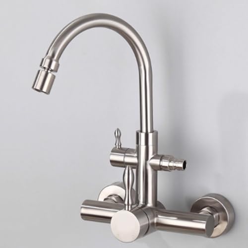 XSDSM Wasserhahn Wand Mit Spülmaschinenanschluss Heißes und Kaltes Wasser Mischbatterie Küche,Silber von XSDSM