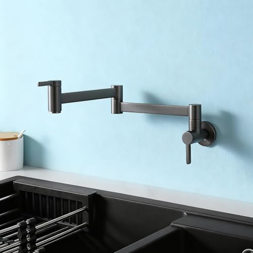 XSDSM Wasserhahn Wandmontage Schwarz Faltbar Topffüller Wasserhahn Doppelgriff Einzelnes Loch,Gungrau XSDSM Wasserhahn Wandmontage Schwarz Faltbar Topffüller Wasserhahn Doppelgriff Einzelnes Loch,Gungrau von XSDSM