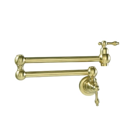 XSDSM Wasserhahn Wandmontage Vintage Kupfer-Topffüller Zweigriffarmatur Mit Doppelter Rotierender Wippe,Gold Gebürstet XSDSM Wasserhahn Wandmontage Vintage Kupfer-Topffüller Zweigriffarmatur Mit Doppelter Rotierender Wippe,Gold Gebürstet von XSDSM