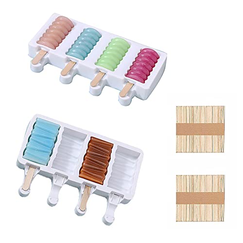 Eisformen eis am stiel silikon stieleisformen-Popsicle Form Eiscreme formen-Cake Pop Ice Lolly Mould Eis Selber Machen Dessertform Eisförmchen Eislutscher Eis Sticks100 Stück Holzstäbchen(2 Sets) von XSEXO
