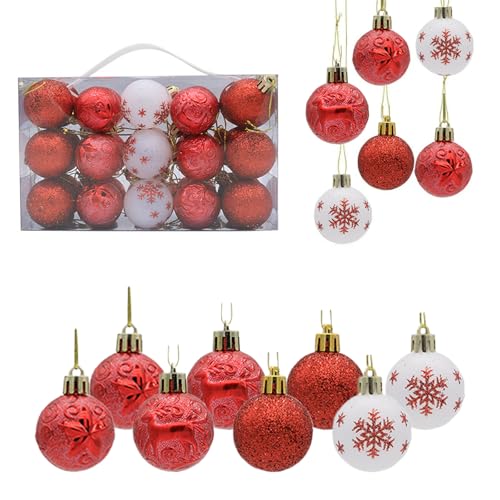 Set mit 30 Weihnachtskugeln – 4 cm Dekoration – unzerbrechlich – für drinnen und draußen – Kunststoff von XSEXO