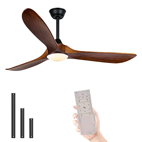 XSGDMN Deckenventilator im Freien mit Licht und Fernbedienung, deckenventilator holz, 152cm 6 Geschwindigkeit Energiespar Super Leise, für Terrasse, Nebengebäude, Veranda, Pavillon, Garage von XSGDMN