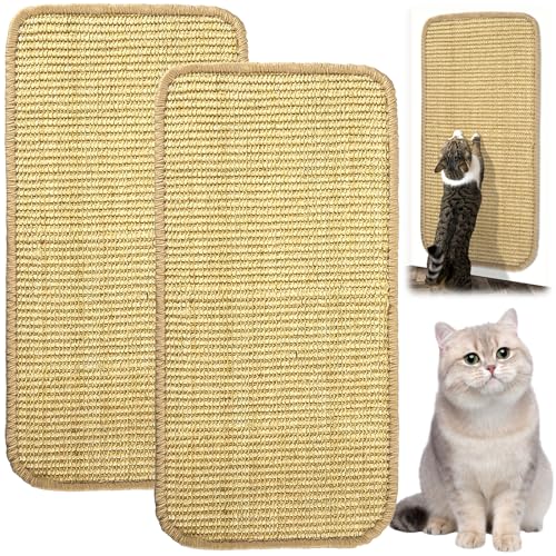 XSHAO® 2 STK Kratzmatte Wand, 50x25cm Sisal Teppich Katzen Kratzmatte Katze Kratzteppich Selbstklebend Kratzbrett Ecke für Wand Tür Sofa Möbel Kratzschutz von XSHAO