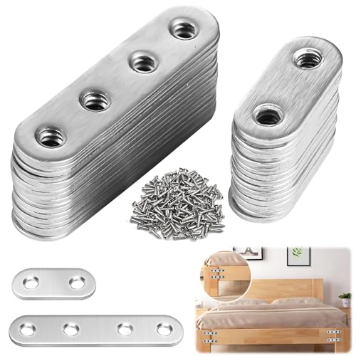 XSHAO® 32 Stück Flachverbinder Edelstahl, Flacheisen Gelocht Verbindungsblech mit 96 Schrauben für Schrank Tisch Stuhl Holz Möbel Ausbessern (2 Größe) von XSHAO