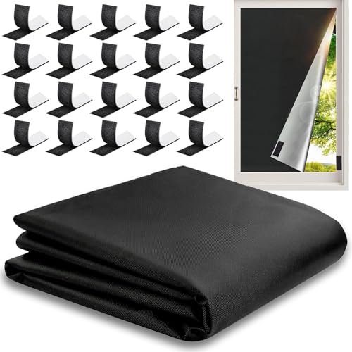 XSHAO® Fenster Verdunkelung, Verdunklungsstoff 300x150cm Verdunklungsrollo Ohne Bohren Dachfenster mit Klettband Selbstklebend, für Dachfenster Fenster Tü Freischnitt von XSHAO