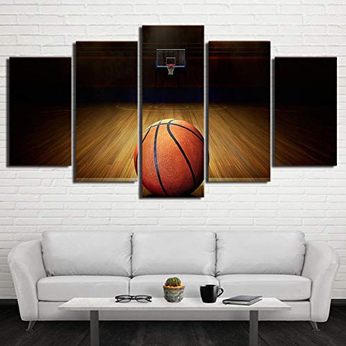 XSHUHANP Kunstdrucke Auf Hd Drucke Bilder Moderne Leinwand Poster 5 Stücke Basketball Kurs Gemälde Für Wohnzimmer Home Wandkunst Gym Decor Rahmen von XSHUHANP