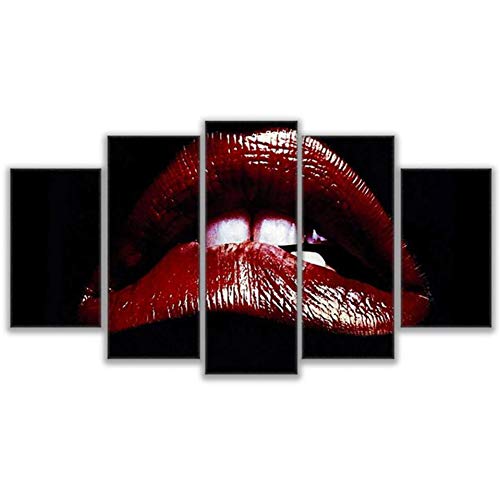 XSHUHANP Kunstdrucke Auf Modular Pictures Wandkunst Leinwand Wohnkultur 5 Stücke Rocky Horror Bild Show Lippen Gemälde Hd Gedruckt Poster Gerahmt von XSHUHANP