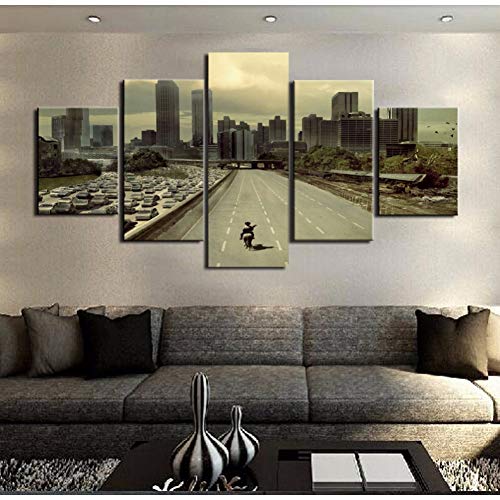 XSHUHANP Kunstdrucke Auf Modulare Bilder Hd Gedruckt Leinwand Rahmen Malerei Home Wandkunst Foto Decor 5 Panels Film Walking Dead Landschaft Poster von XSHUHANP