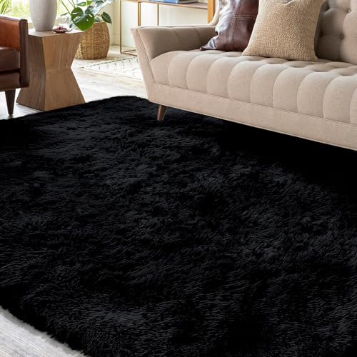 XSIVOD Flauschig Hochflor Teppich Schwarz, Waschbarer Teppich 140x200 Wohnzimmer Anti Rutsch Extra Große Teppiche Schlafzimmer Weich Moderne Teppiche Matte Teppichen für Kinderzimmer XSIVOD Flauschig Hochflor Teppich Schwarz, Waschbarer Teppich 140x200 Wohnzimmer Anti Rutsch Extra Große Teppiche Schlafzimmer Weich Moderne Teppiche Matte Teppichen für Kinderzimmer von XSIVOD