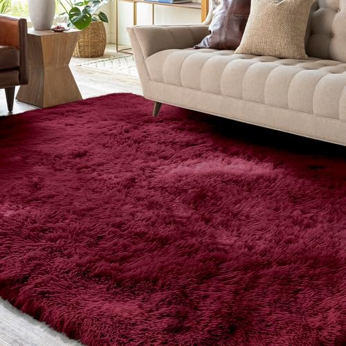 XSIVOD Flauschig Hochflor Teppich Weinrot, Waschbarer Teppich 140x200 Wohnzimmer Anti Rutsch Extra Große Teppiche Schlafzimmer Weich Moderne Teppiche Matte Teppichen für Kinderzimmer XSIVOD Flauschig Hochflor Teppich Weinrot, Waschbarer Teppich 140x200 Wohnzimmer Anti Rutsch Extra Große Teppiche Schlafzimmer Weich Moderne Teppiche Matte Teppichen für Kinderzimmer von XSIVOD