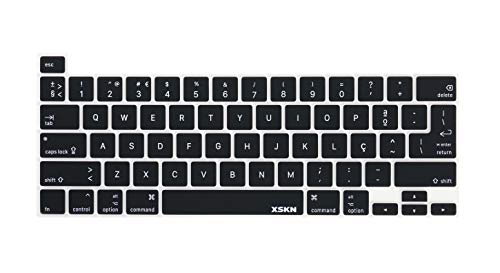 XSKN Portugiesische schwarze Silikon-Tastaturabdeckung für 2019 MacBook Pro 16 Zoll A2141 und 2020 MacBook Pro 13,3 Zoll A2338 M1 A2251 A2289 mit Touch Bar & Touch ID – US und EU Common Version von XSKN