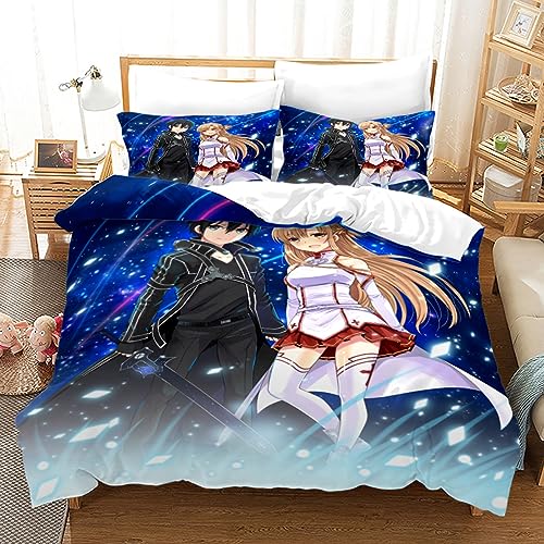 XSLGOGO Sword Art Online Bettwäsche-Set 3-teilig Sword Art Online Drucke Bettwäsche-Set Anime Bettbezug und Kissenbezüge Bettwäsche-Set XSLGOGO Sword Art Online Bettwäsche-Set 3-teilig Sword Art Online Drucke Bettwäsche-Set Anime Bettbezug und Kissenbezüge Bettwäsche-Set von XSLGOGO
