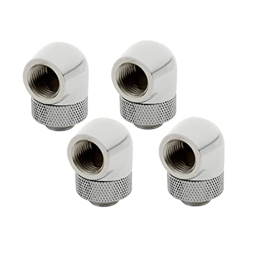 XSPC Adapter 90 Grad G1/4 Zoll AG auf G1/4 Zoll IG - drehbar, Chrome, 4er-Pack von XSPC
