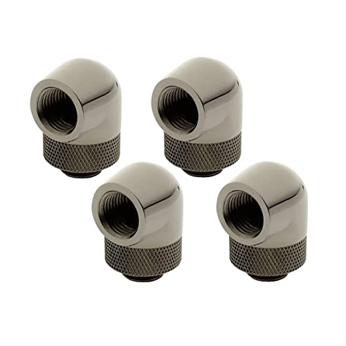 XSPC Adapter 90 Grad G1/4 Zoll AG auf G1/4 Zoll IG - drehbar, schwarz Chrome, 4er-Pack von XSPC