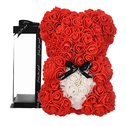Rosenbär, Rose Teddy - Rosenbär für Immer künstliche Blumen Frauen, Geschenke für Freundin, für sie, Geburtstagsgeschenk (red) von XSRTWHK