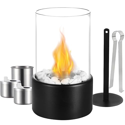 Tischkamin, Tischfeuer für Indoor & Outdoor, Regulierbarer Ethanol Kamin mit 2 Brennkammern & 4h Brenndauer, Bio Ethanol Kamin mit weiße Dekosteine, Balkon Deko Terrasse Tischkamin, Tischfeuer für Indoor & Outdoor, Regulierbarer Ethanol Kamin mit 2 Brennkammern & 4h Brenndauer, Bio Ethanol Kamin mit weiße Dekosteine, Balkon Deko Terrasse von XSS
