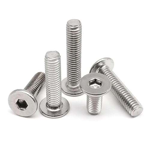 Schrauben, flache Sechskantschraube, CM M2 M2,5 M3 M4 M5 M6 M8 Sechskant-Innensechskant, ultradünne flache Wafer-Inbusschraube, Edelstahl 304 A2-70 (20 Stück M4 x 20 mm)(20pcs M4x40mm) von XSXSX
