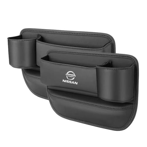 Für Nissan X-Trial T32 2017-2022（5seats） Aufbewahrungsbox für Autositze,Leder Allgemein Auto Getränkehalter Lückentasche, Multifunktionale Autositz Gap Organizer(Black) von XSYBHD