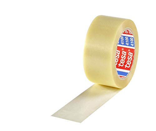 36 Rollen PVC-Packband, geprägt, 50mm breitx66lfm, 65µ, transparent, leise, tesa 4100, Naturkautschukkleber von XT-Verpackung