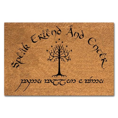 Lustige Kokosfaser-Fußmatte, Aufschrift "Speak Friend and Enter with The Elvish", Fußmatte für den Eingangsbereich, Outdoor-Matte mit robuster Veranda, Willkommens-Matten, natürliche Kokosmatte, von XTDJJKK