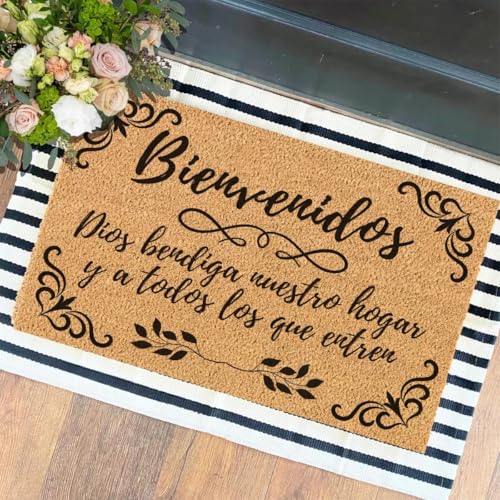 XTDJJKK Funny The Entrance Way Outside Personalisierter Teppich mit strapazierfähiger, rutschfester Kokosfaser-Fußmatte, Geschenk für Haustierliebhaber, 59,9 x 40 cm (spanische Bienvenidos May God XTDJJKK Funny The Entrance Way Outside Personalisierter Teppich mit strapazierfähiger, rutschfester Kokosfaser-Fußmatte, Geschenk für Haustierliebhaber, 59,9 x 40 cm (spanische Bienvenidos May God von XTDJJKK