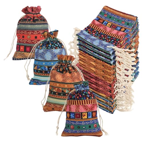 XTDMJ 18 Stück Jutesäckchen, Bunte Natur Säckchen mit Kordelzug, Waschbare und Lichtechter Kleine Stoffbeutel Geschenksäckchen für Weihnachten Kindergeburtstag Hochzeit Party(10x14cm) von XTDMJ
