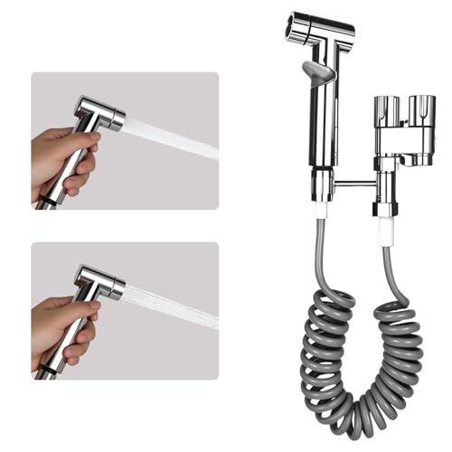XTDMJ Bidet Handbrause für Toilette, Handheld Bidet Sprühset mit Berstschutz, Edelstahl bidet Handbrause Set mit 1-in-2-out-Doppelsteuerventil zum Waschen von Haustieren Reinigen Des Badezimmers von XTDMJ